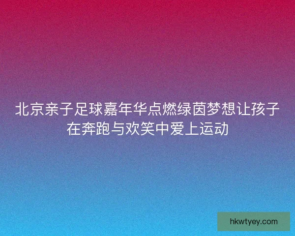 北京亲子足球嘉年华点燃绿茵梦想让孩子在奔跑与欢笑中爱上运动